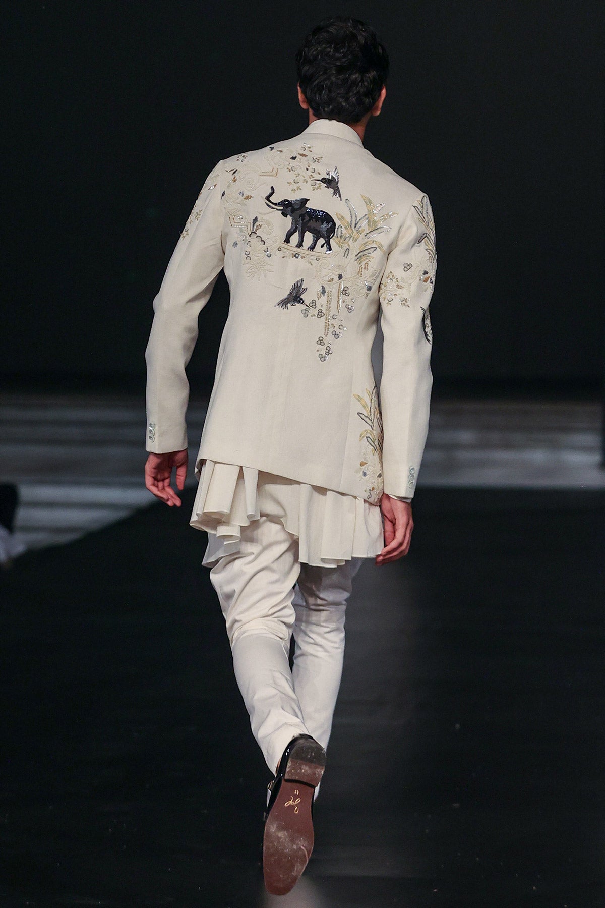 Matka Silk Hand-Embroidered Sherwani With Elephant Motif