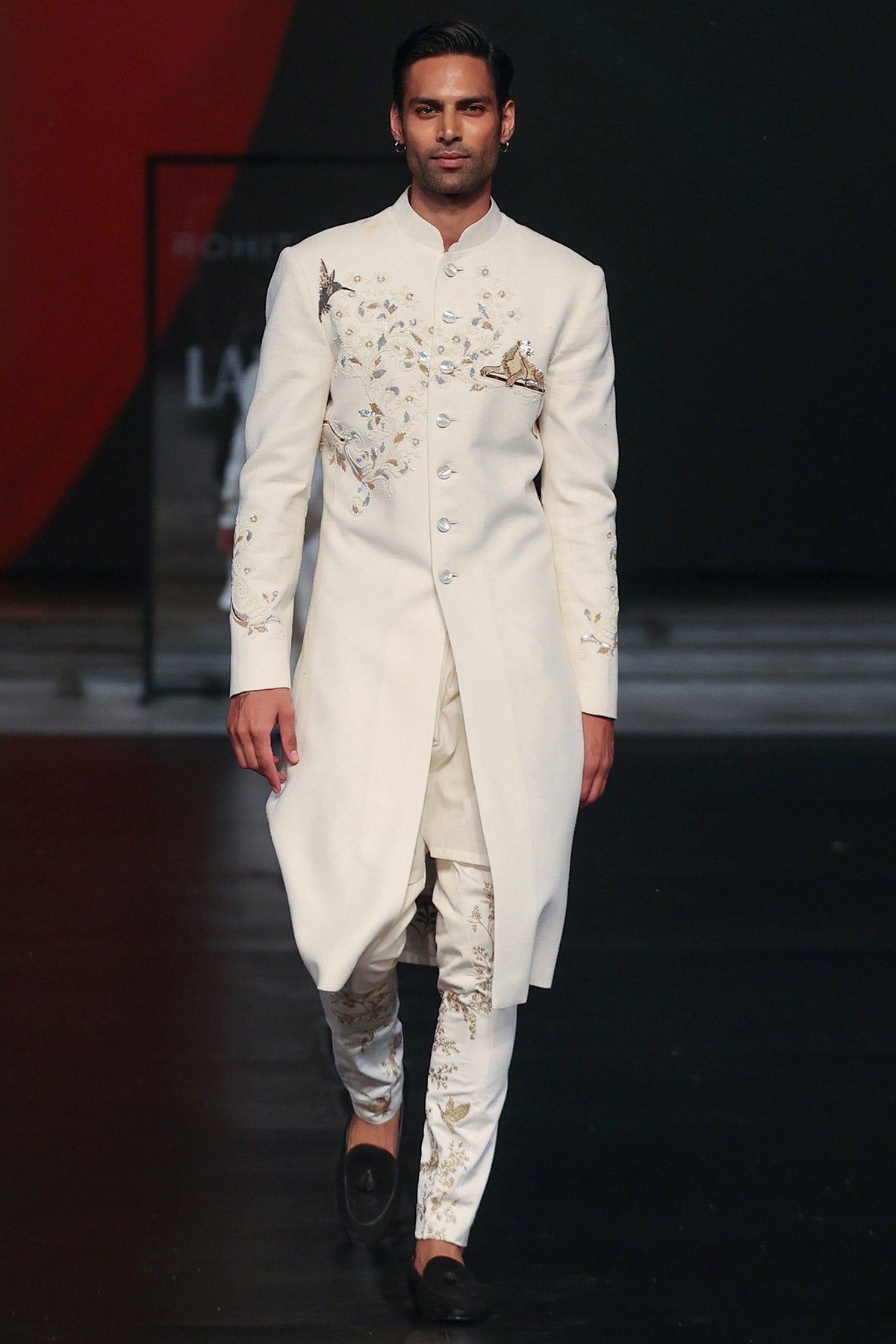 Ivory Matka Silk Embroidered Sherwani