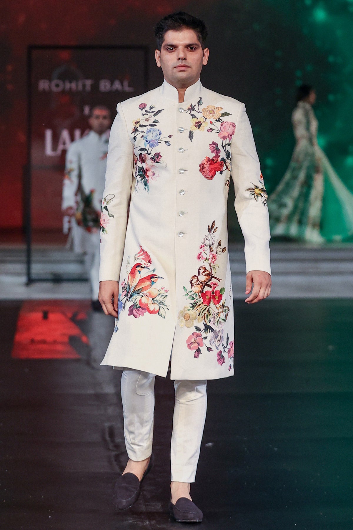 Printed Chanderi Silk Sherwani For Men