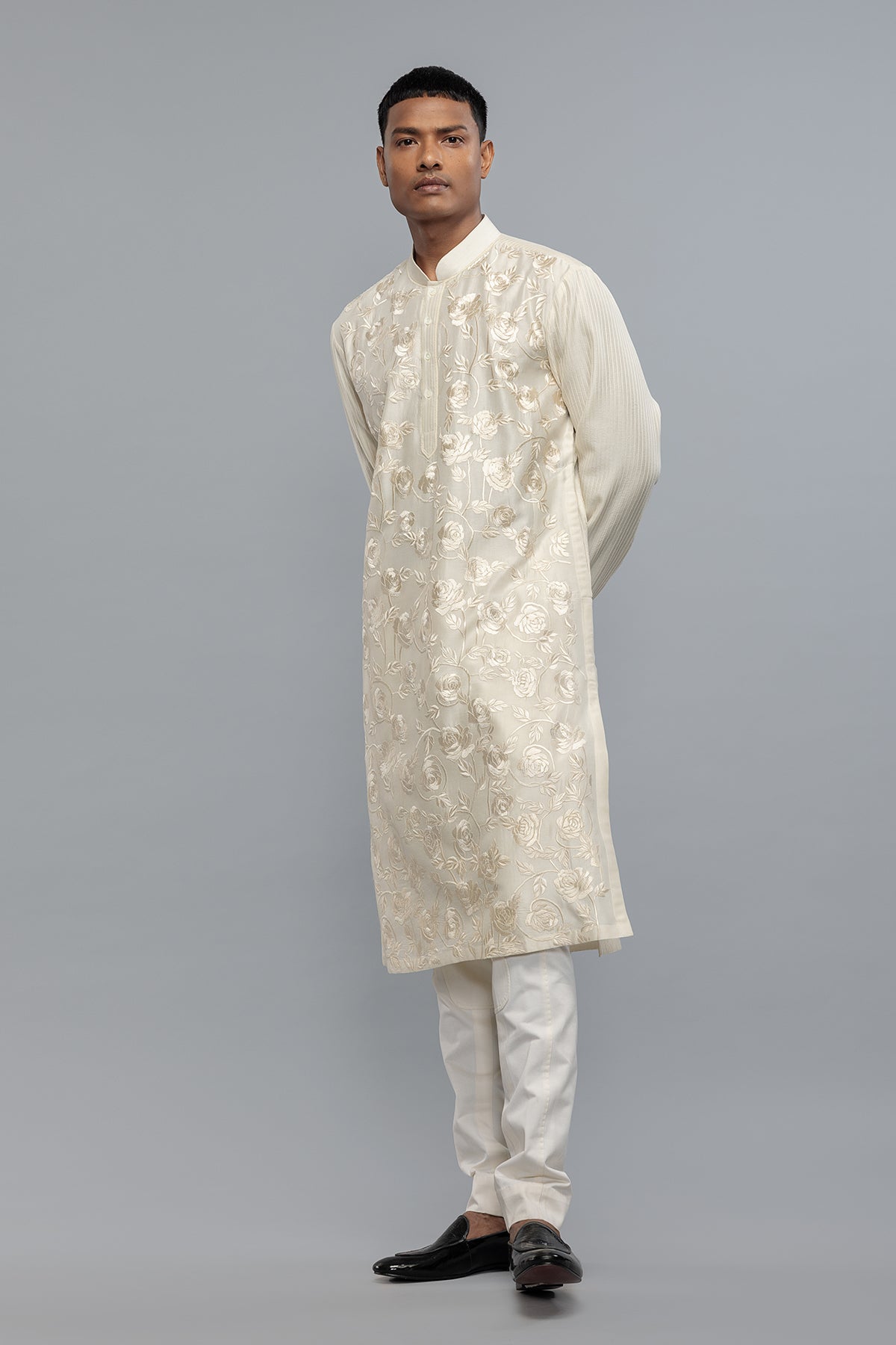 Men's Chanderi Kurta with Fine Hand Embroidery