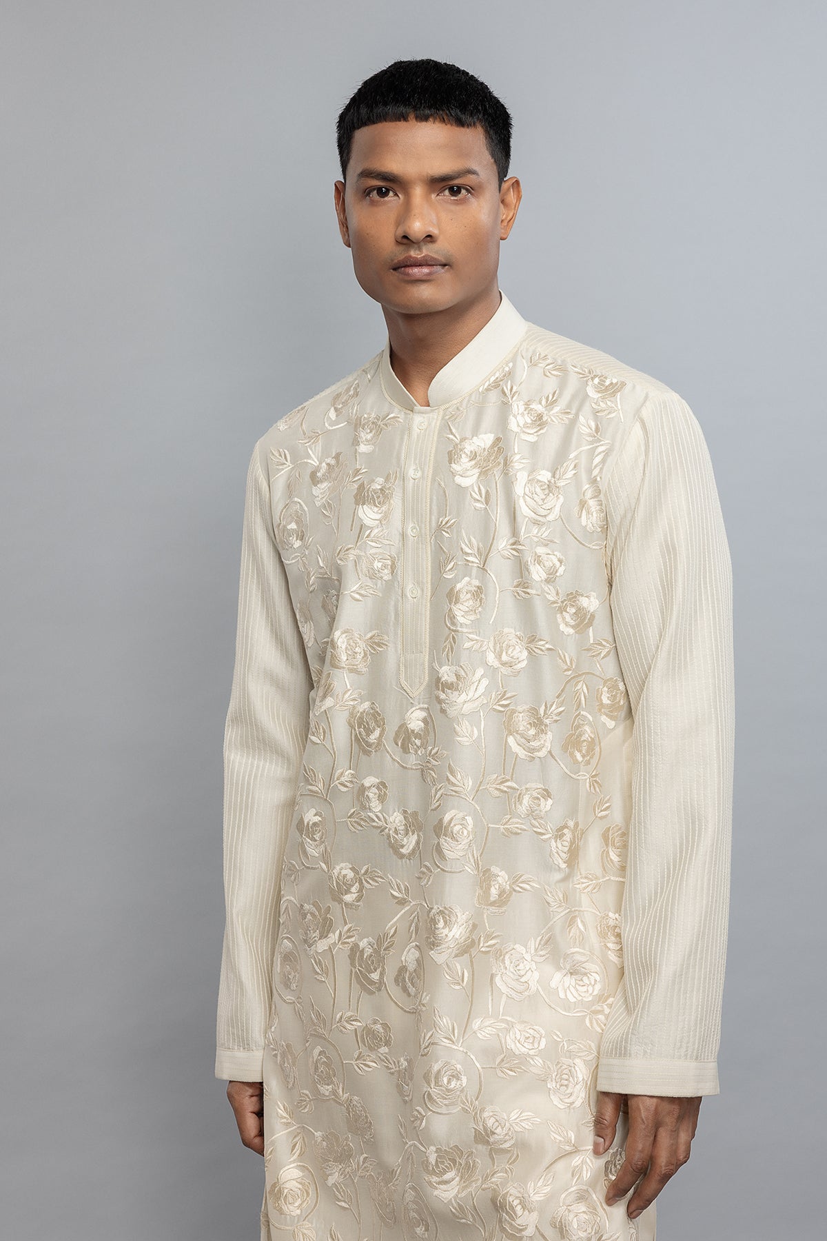 Men's Chanderi Kurta with Fine Hand Embroidery