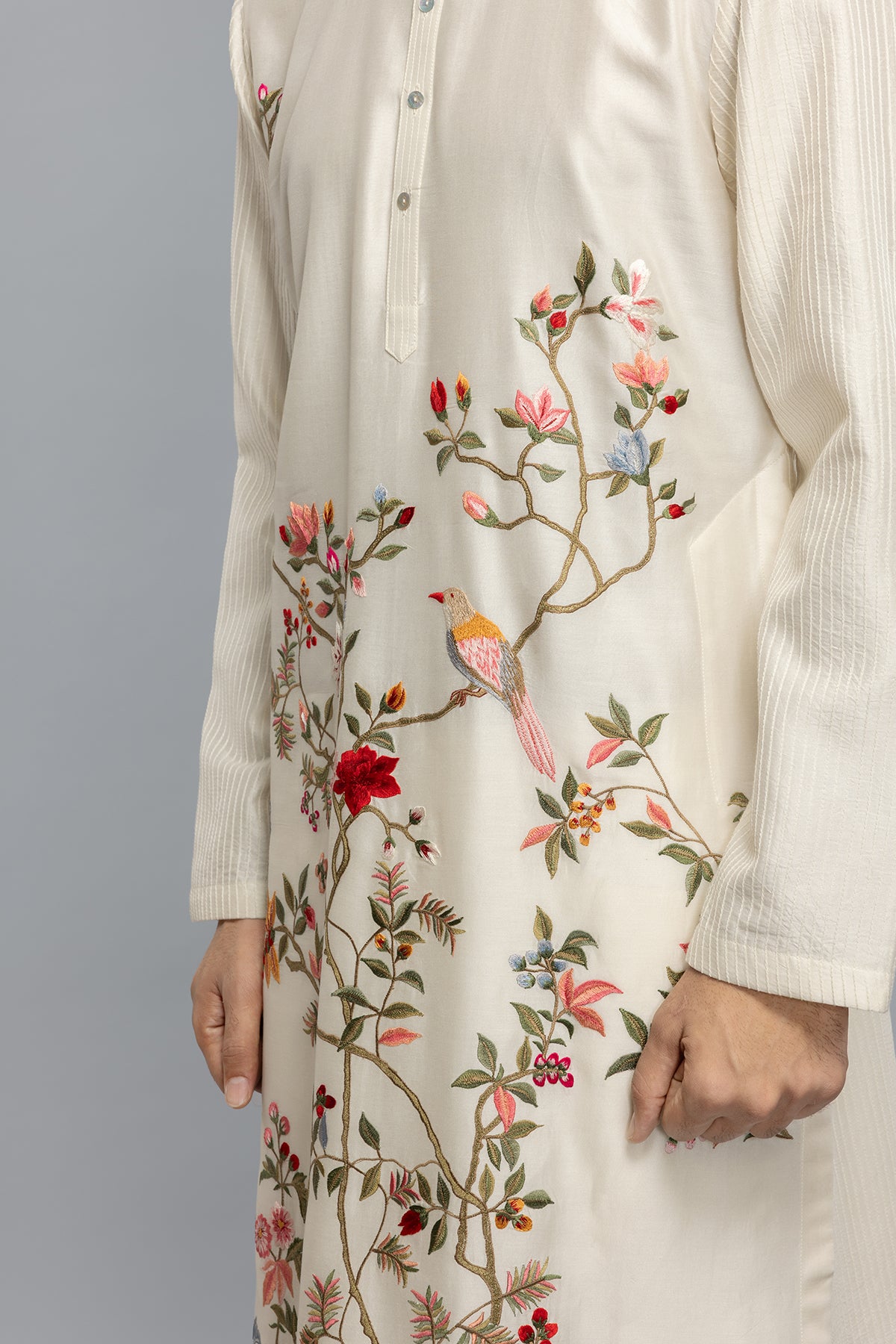 Men's Chanderi Kurta with Embroidery