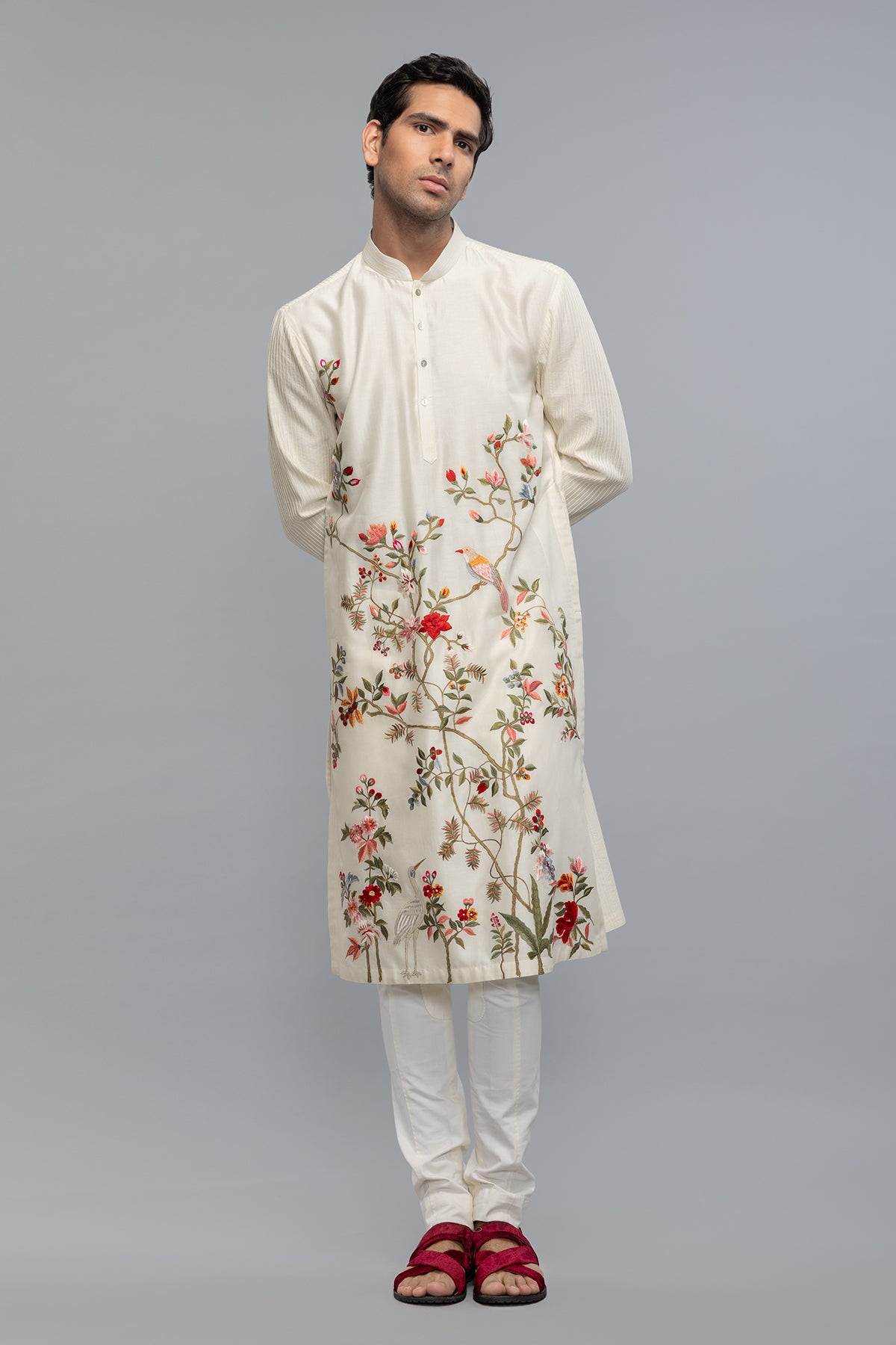 Men's Chanderi Kurta with Embroidery