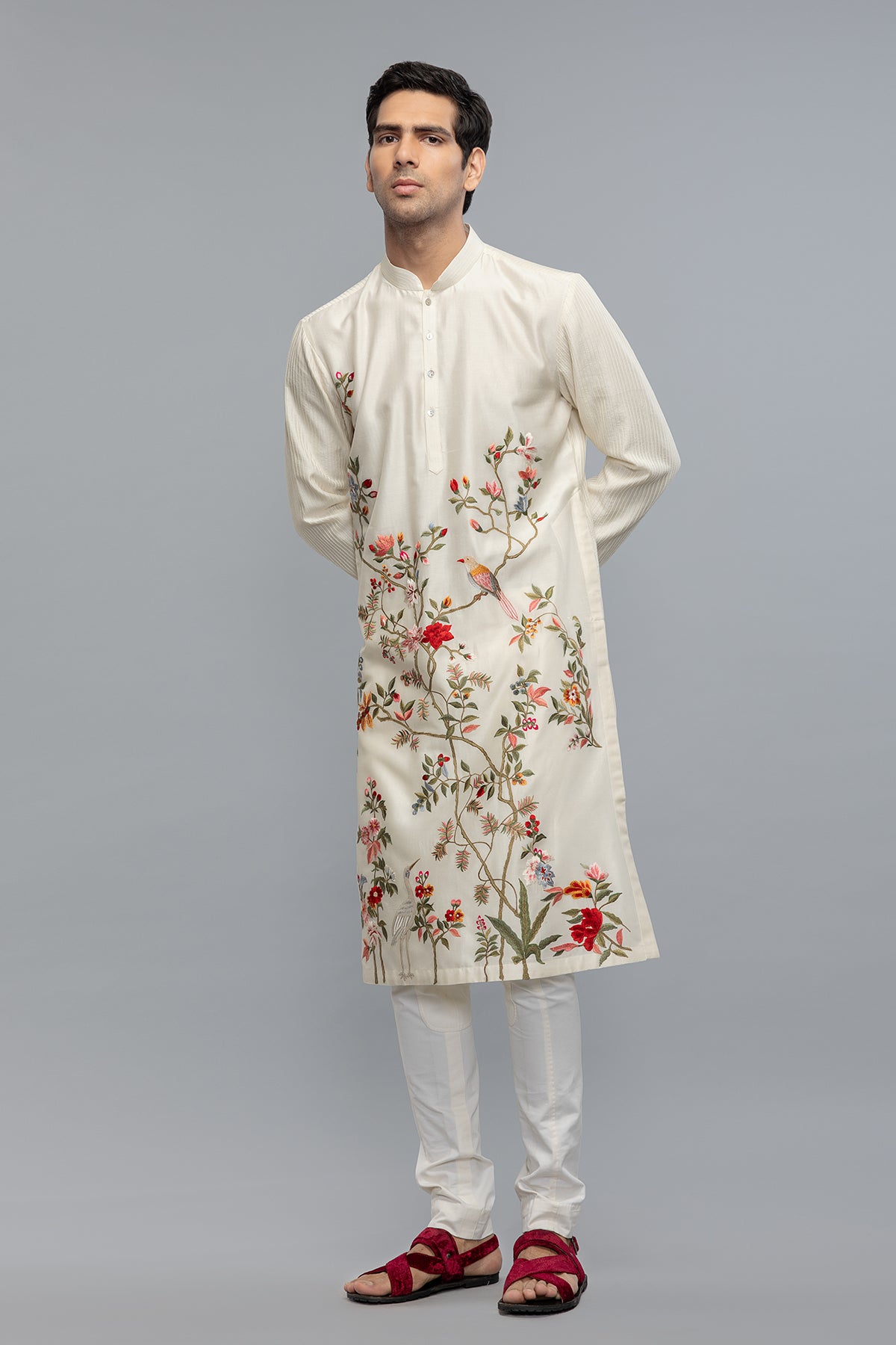 Men's Chanderi Kurta with Embroidery