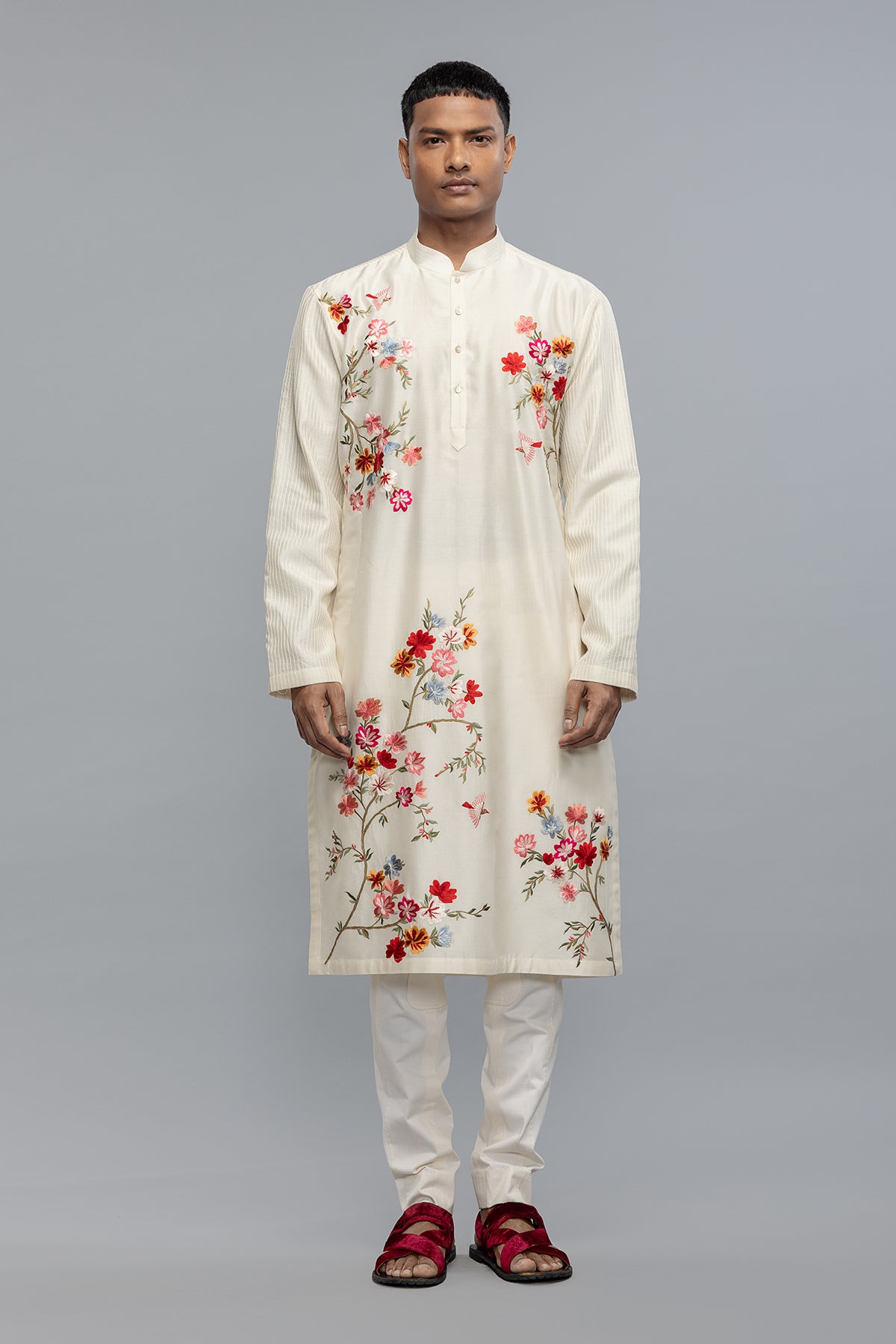 Men's Chanderi Kurta with Embroidery