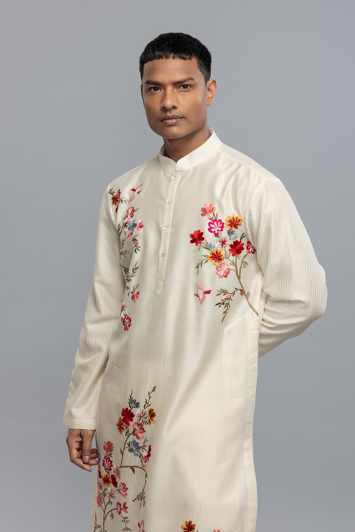 Men's Chanderi Kurta with Embroidery