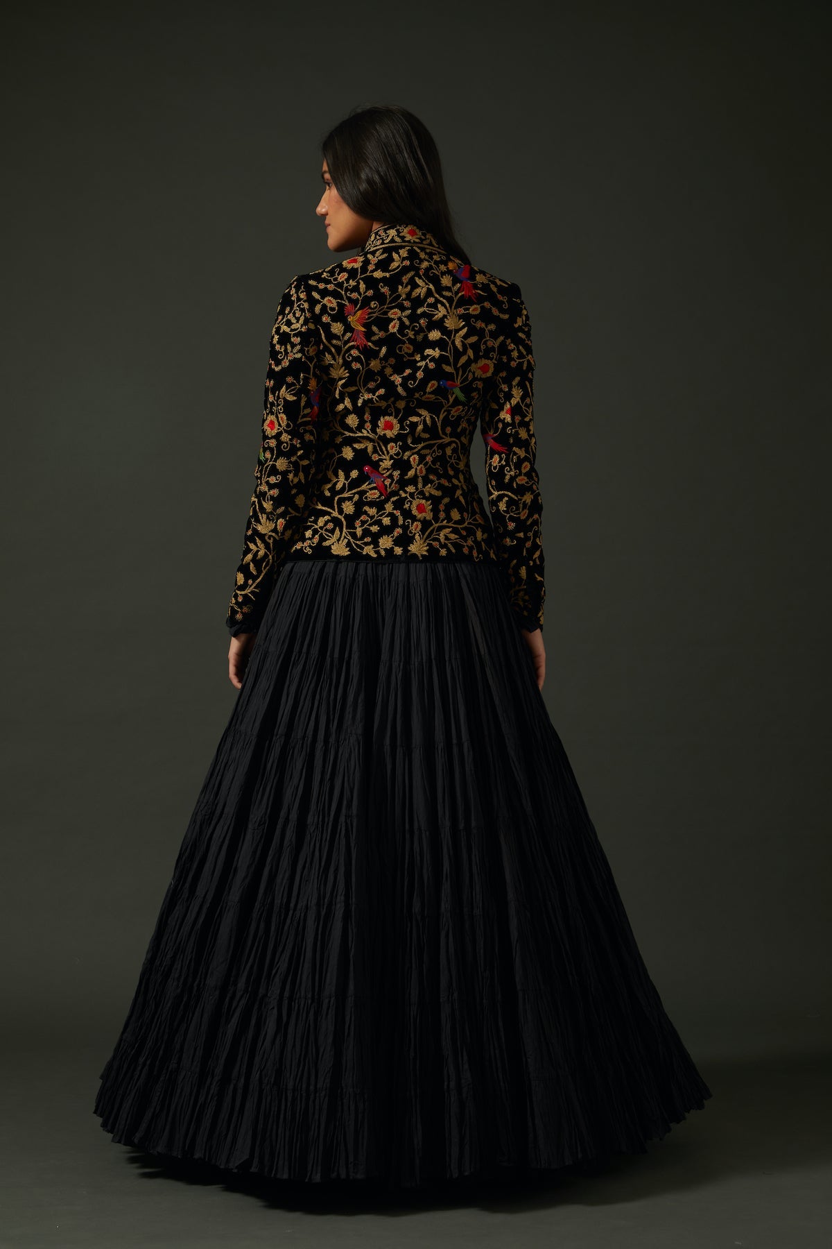 Black Velvet Jacket With Embroidery