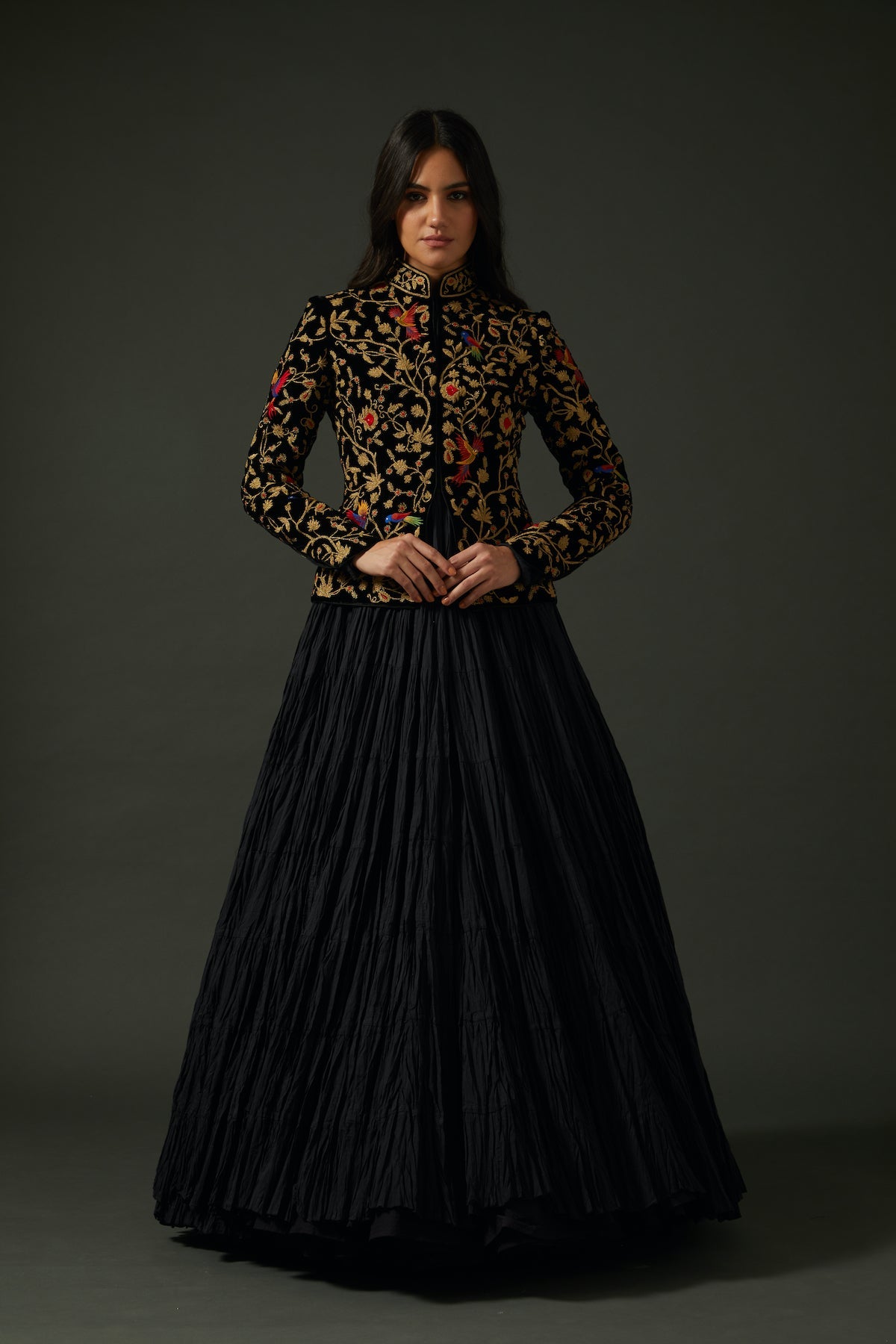 Black Velvet Jacket With Embroidery