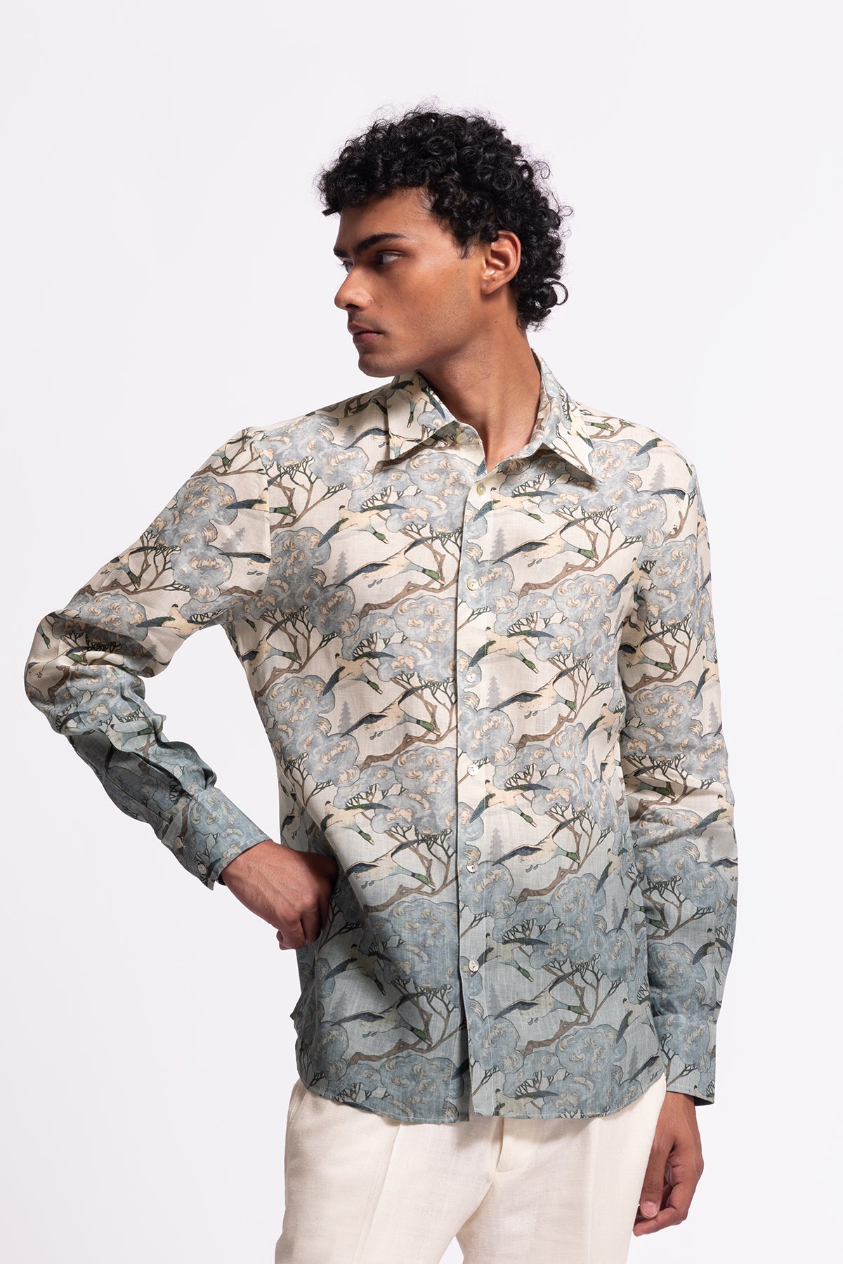 Men's Linen Printed Shirt