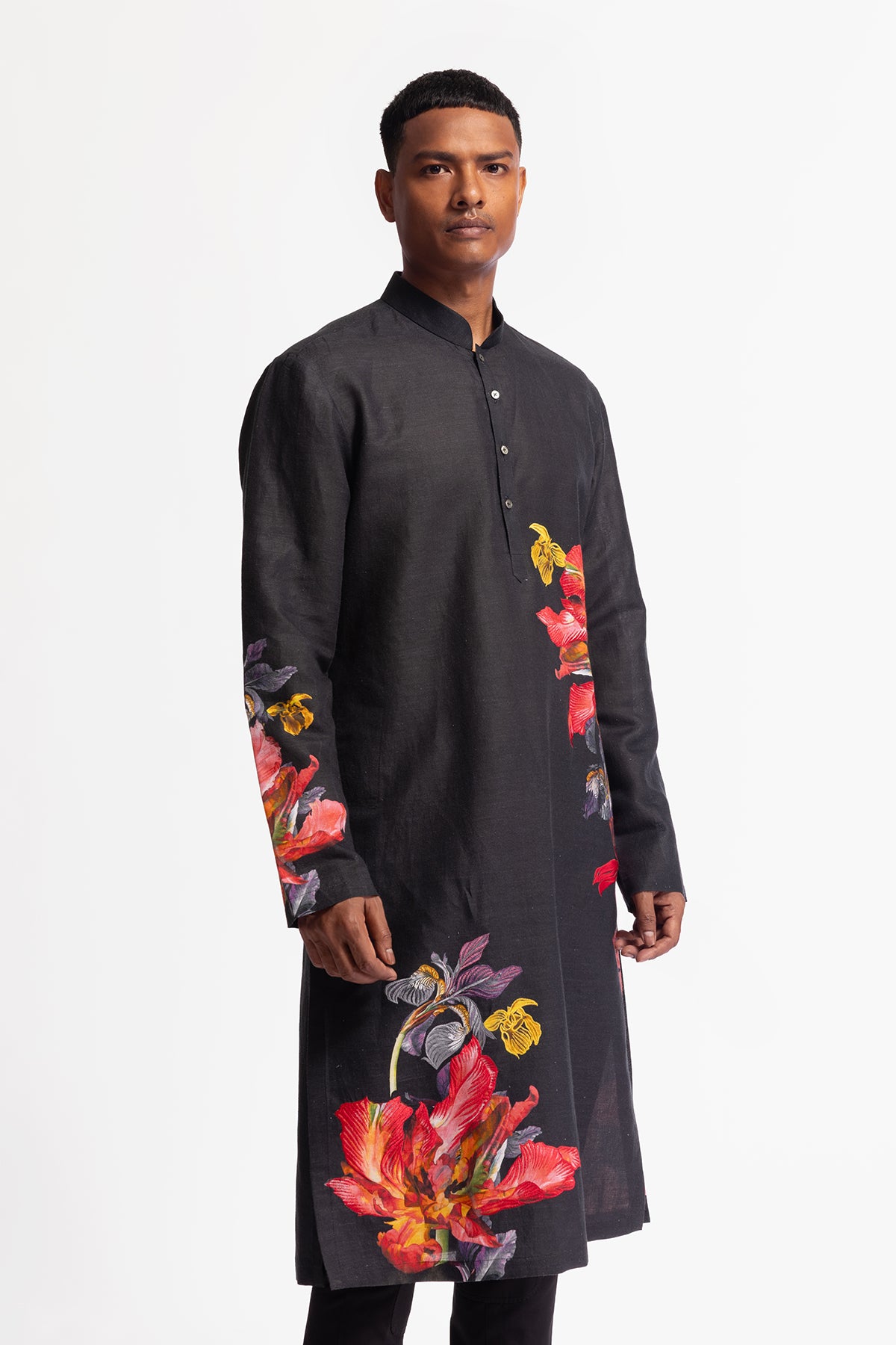 Men's Printed Linen Kurta