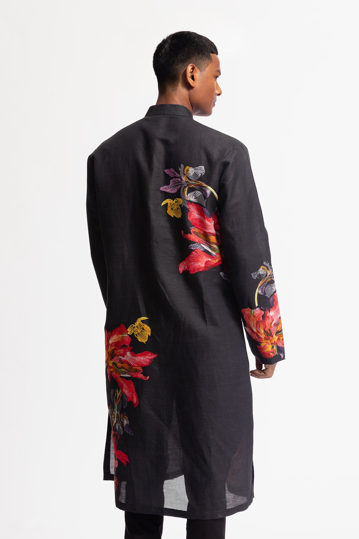 Men's Printed Linen Kurta
