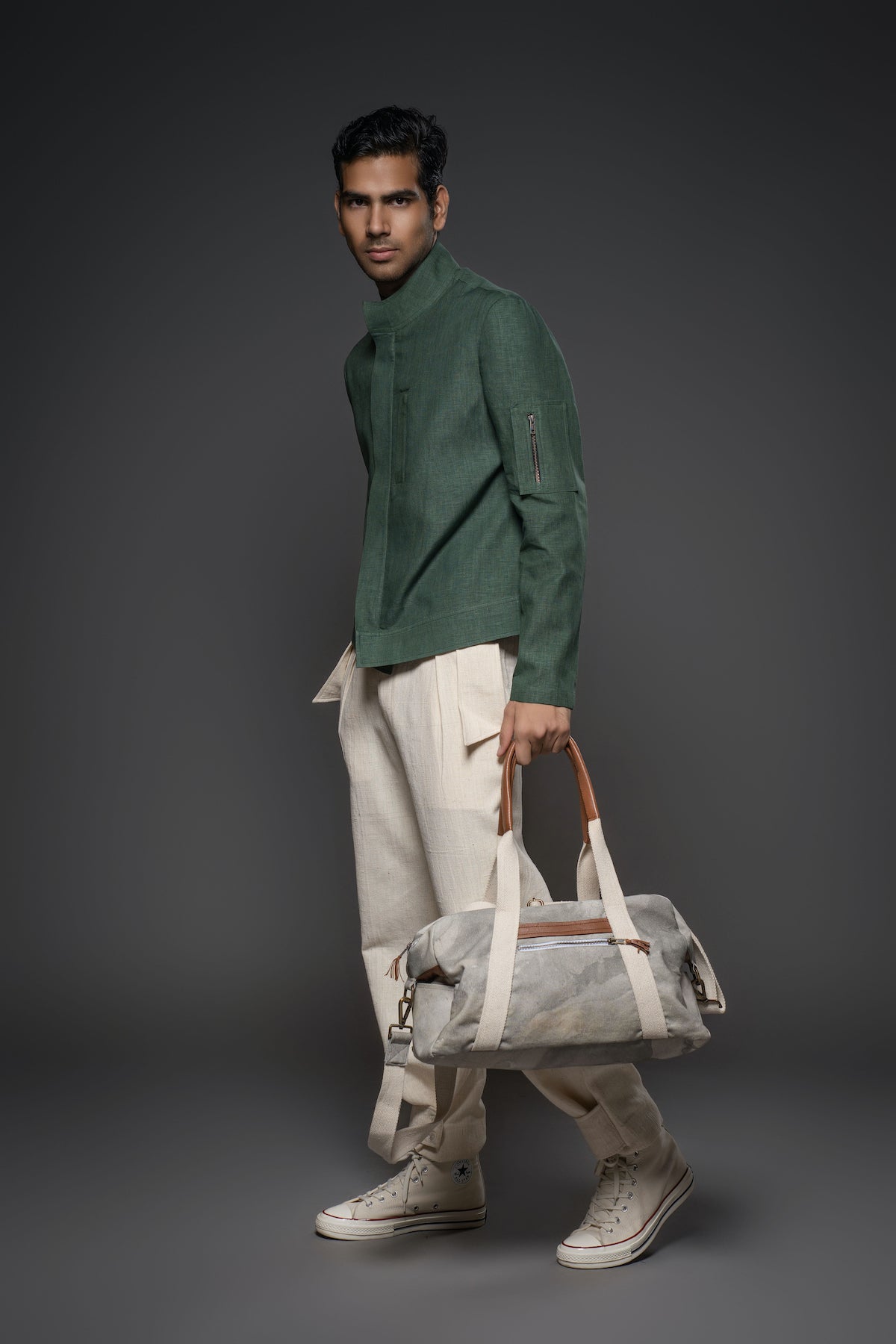 Balance By Rohit Bal Men Emerald Green Linen Jacket