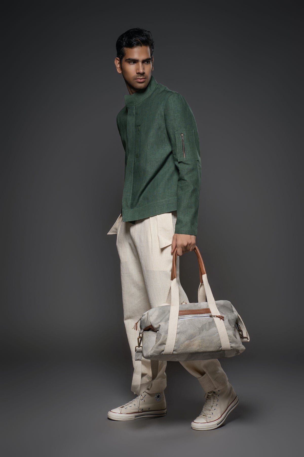 Balance By Rohit Bal Men Emerald Green Linen Jacket