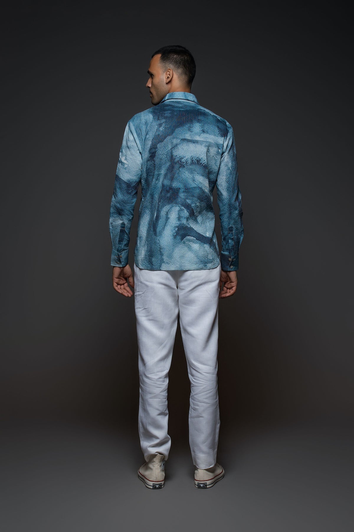 Balance By Rohit Bal Men Blue Heavy Voile Printed Shirt