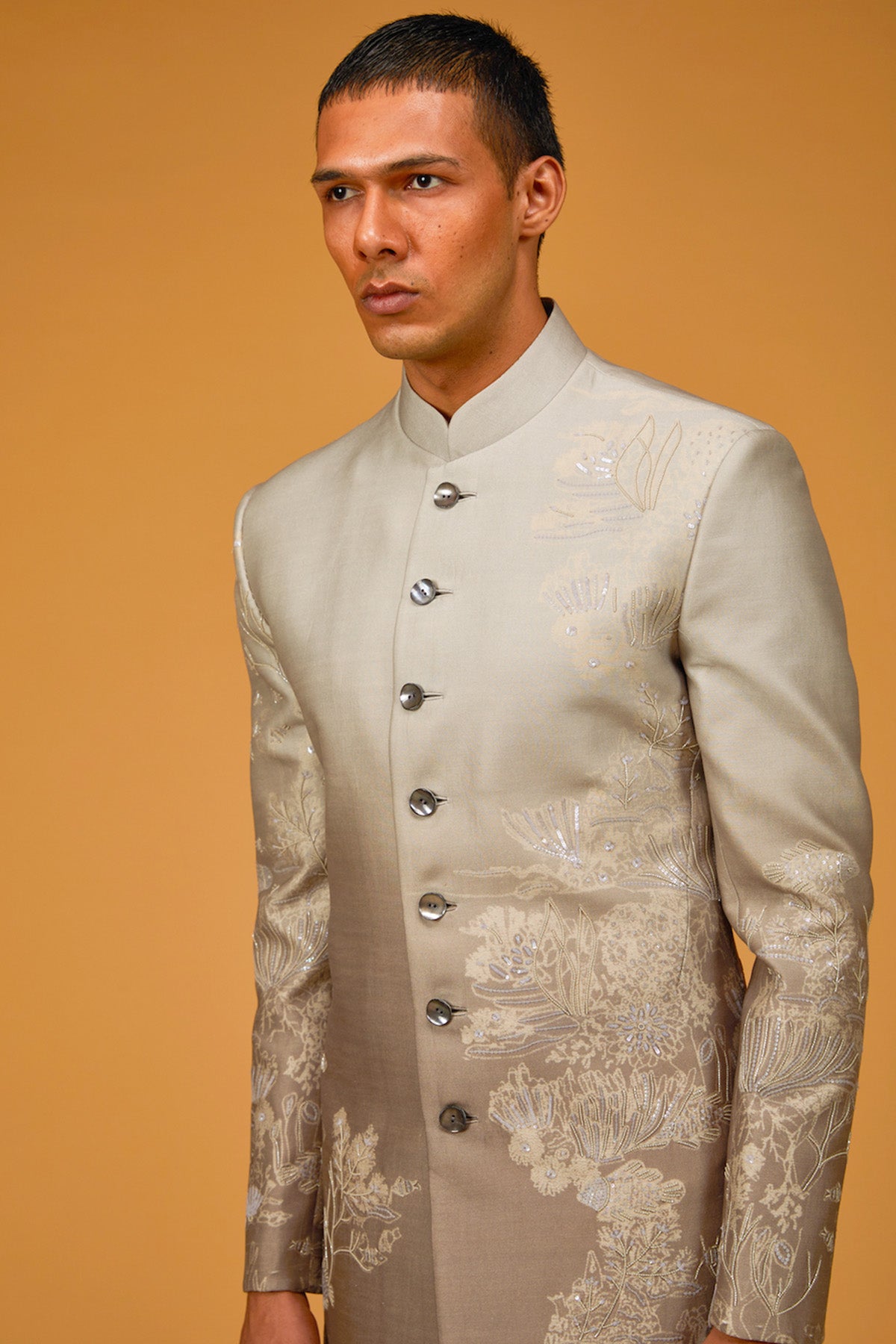 Gold Foil Sherwani Set