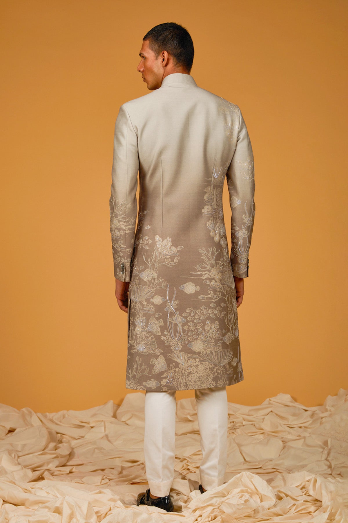 Gold Foil Sherwani Set