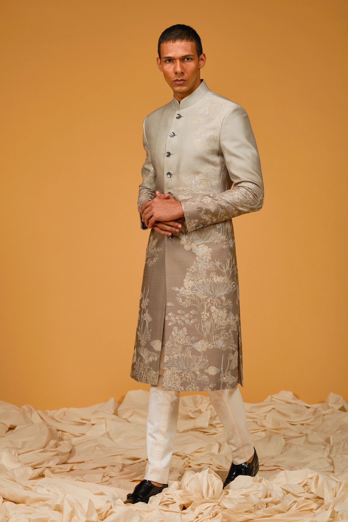 Gold Foil Sherwani Set