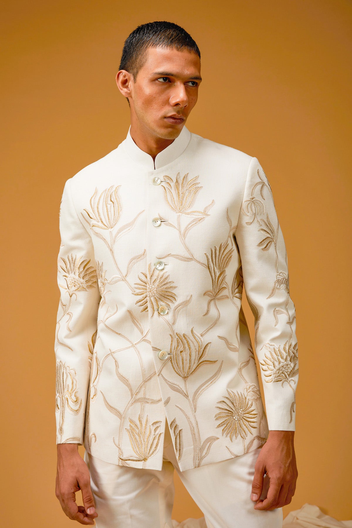 Men's Ivory Floral Bandgala