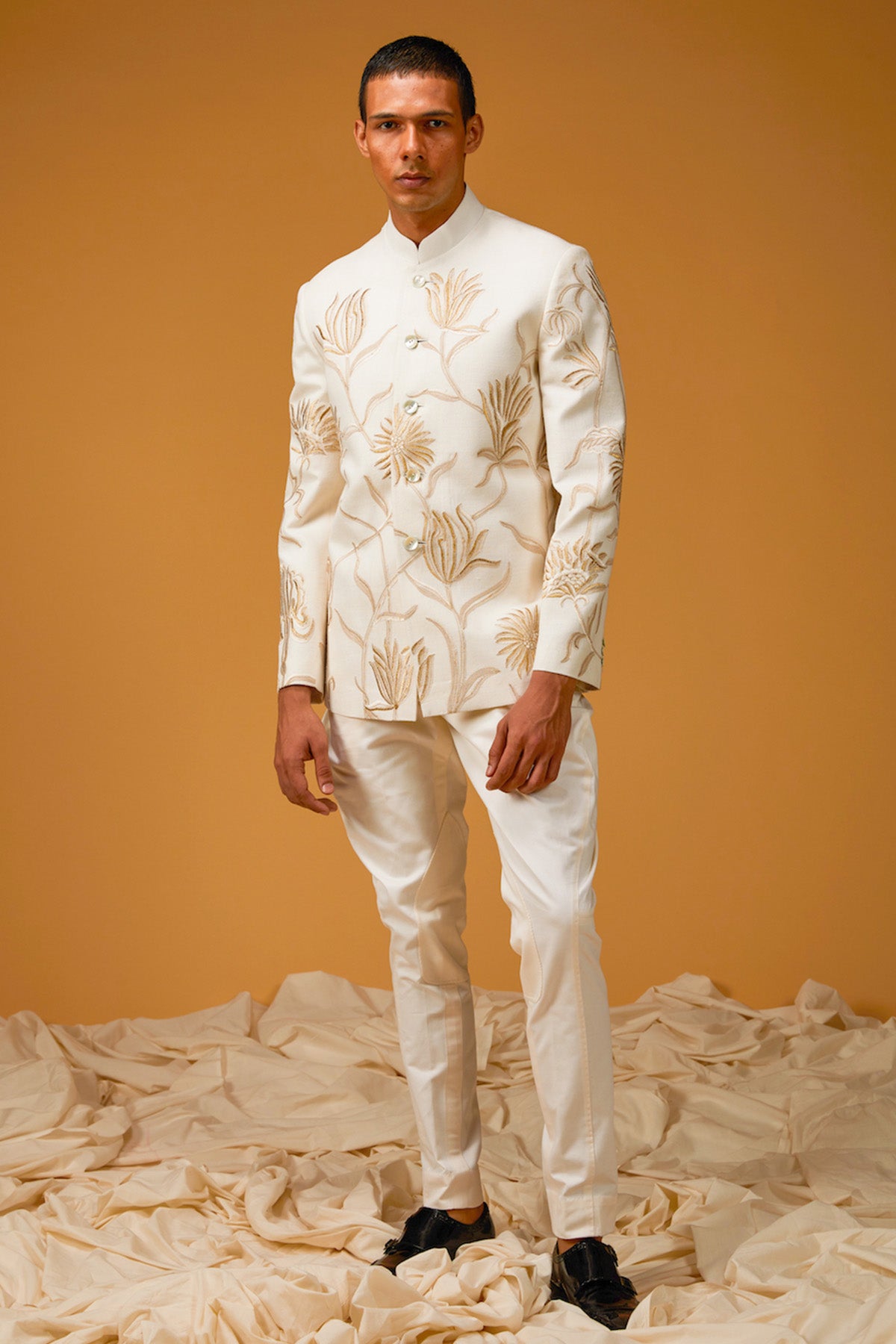 Men's Ivory Floral Bandgala