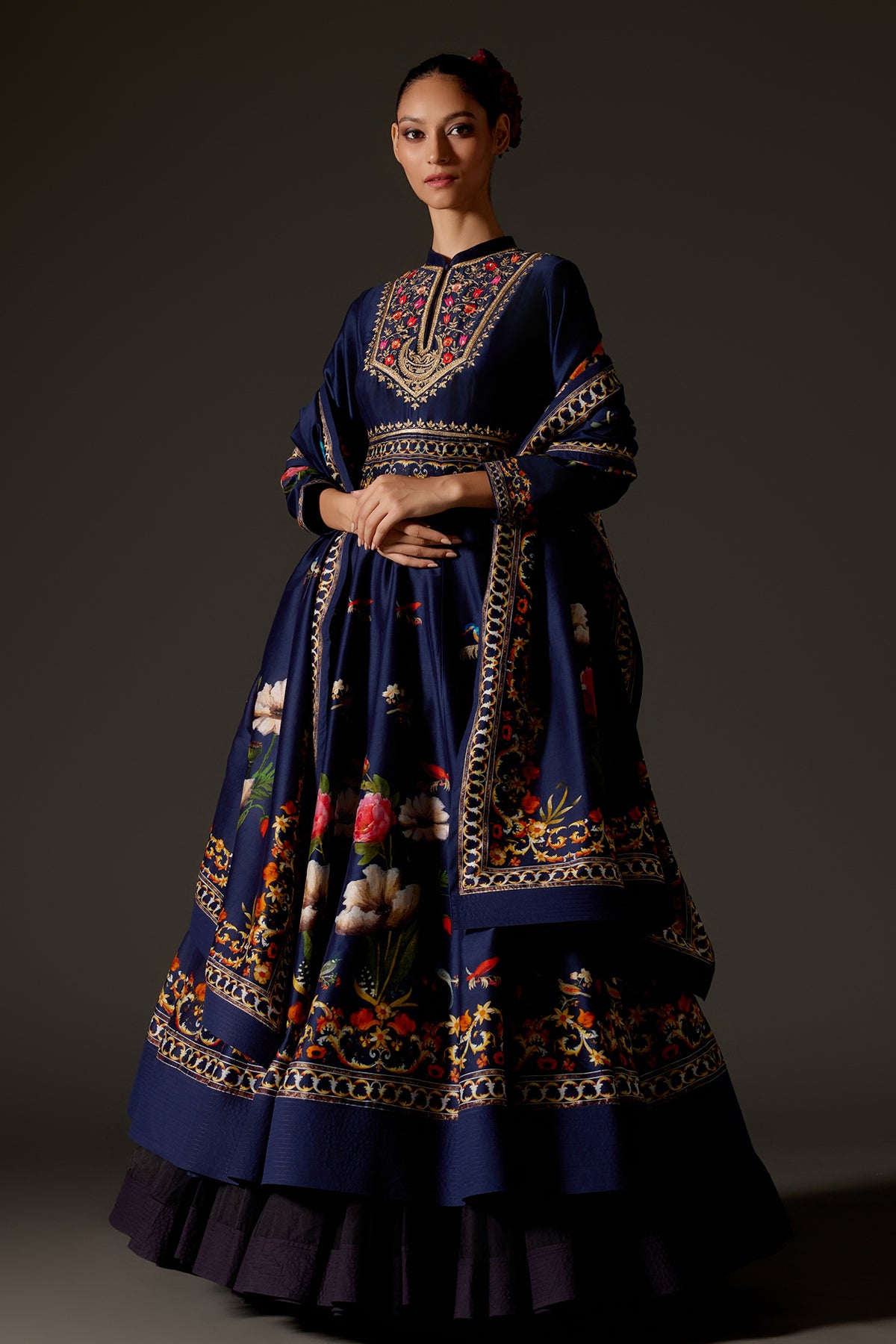 Indigo Chanderi Anarkali Set