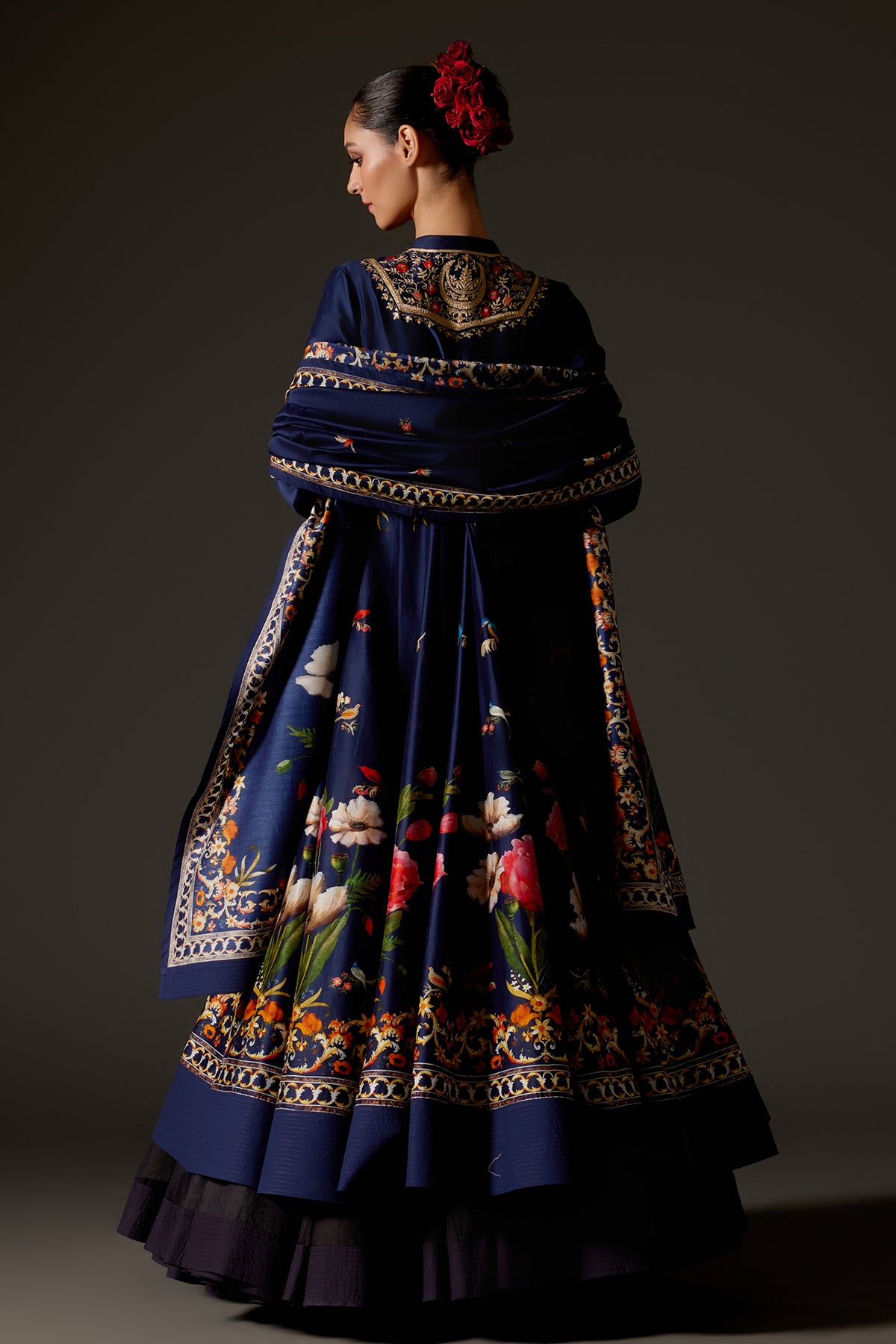 Indigo Chanderi Anarkali Set