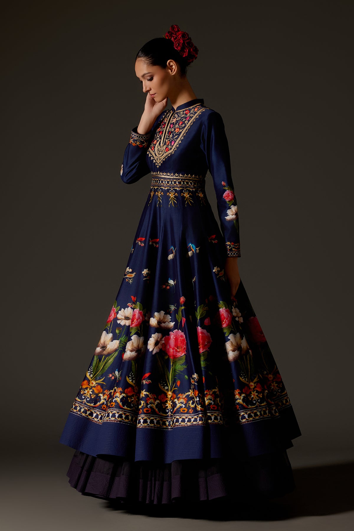 Indigo Chanderi Anarkali Set