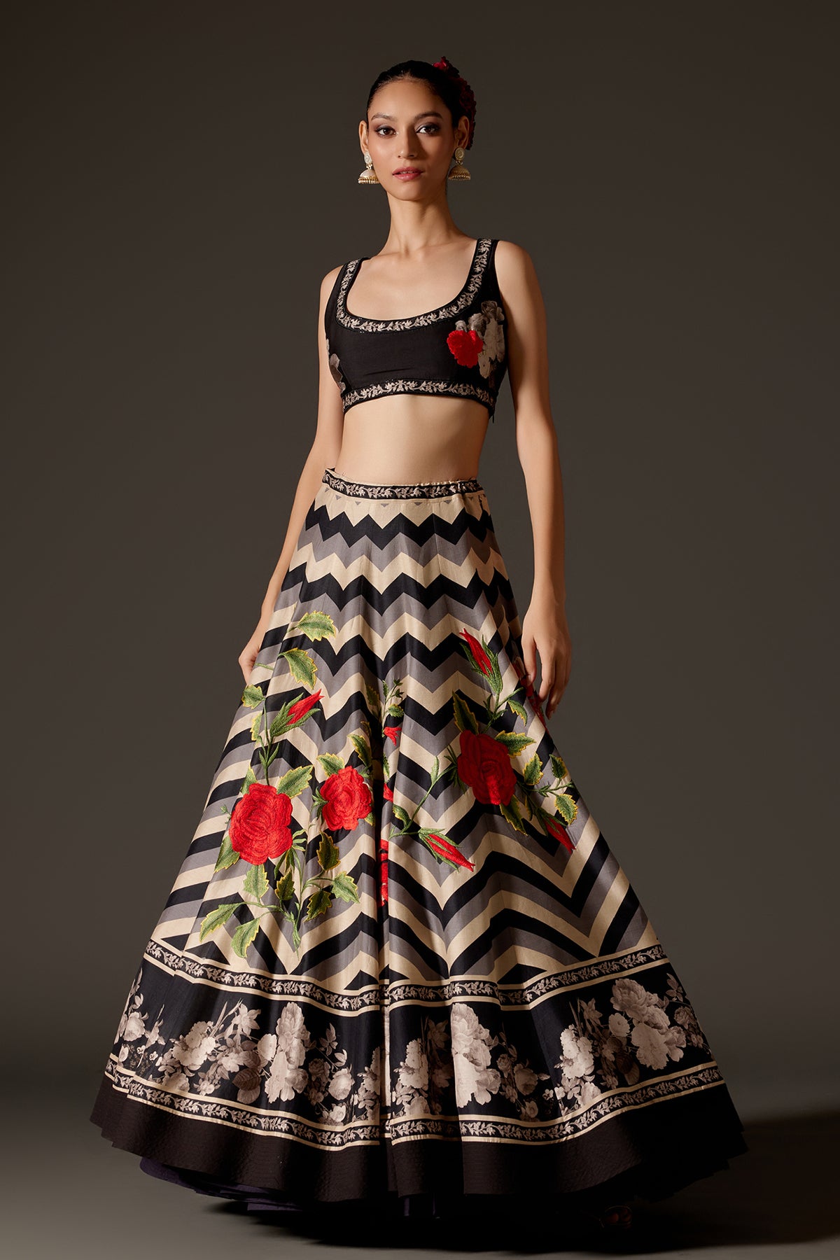 Chanderi Lehenga Set With Organza Dupatta