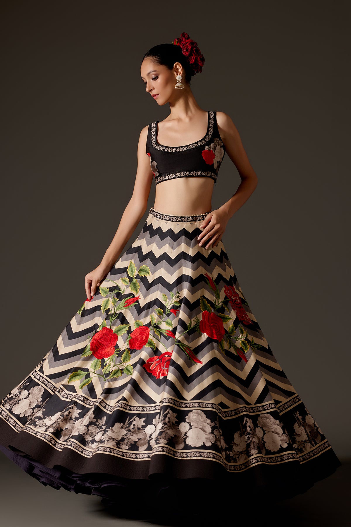 Chanderi Lehenga Set With Organza Dupatta