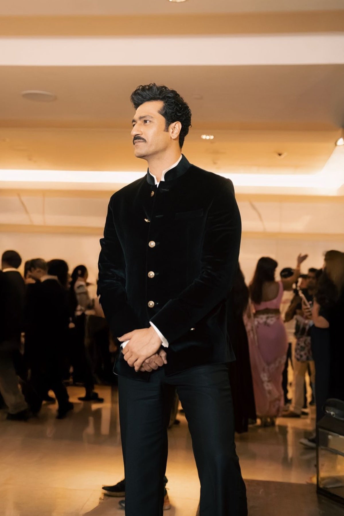 Men's Black Silk Velvet Bandhgala