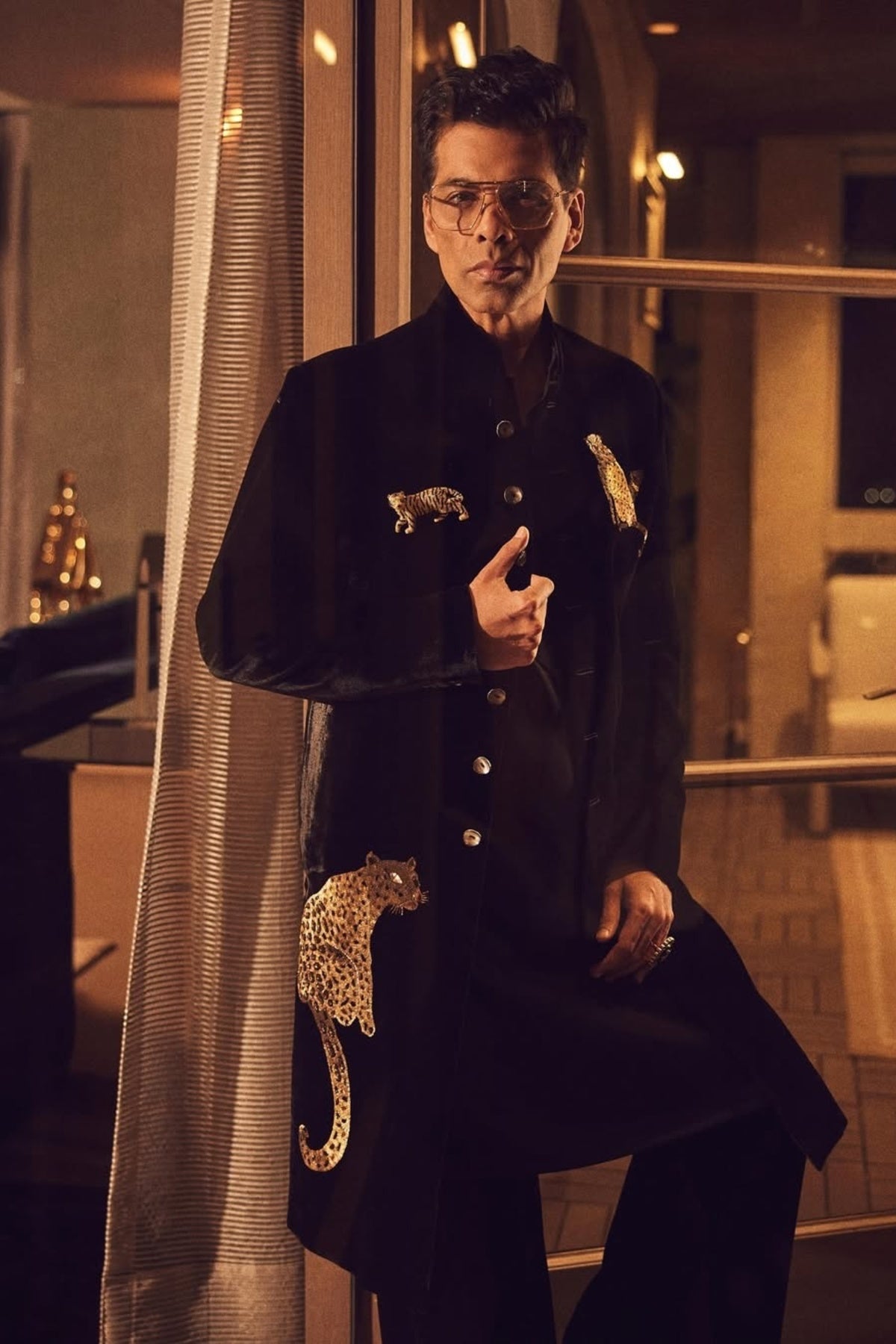 Men's Black Silk Velvet Sherwani