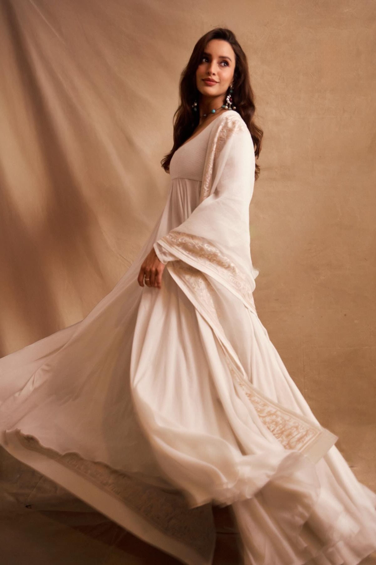 Women's Ivory Chanderi Anarkali & Dupatta