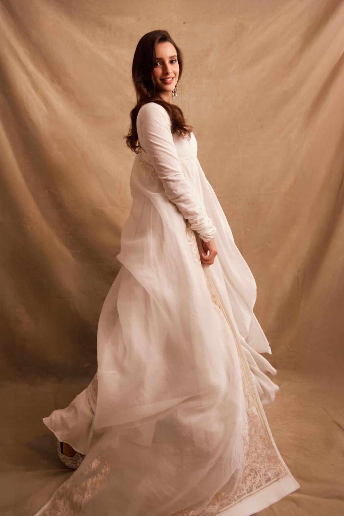Women's Ivory Chanderi Anarkali & Dupatta