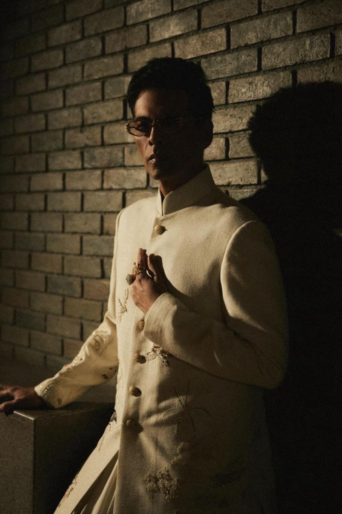 Men's Ivory Matka Silk Sherwani