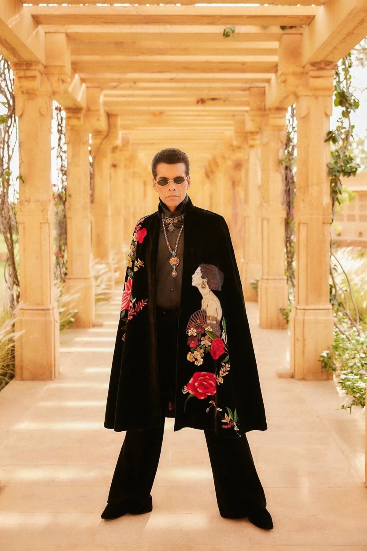 Men's Black Silk Velvet Cape