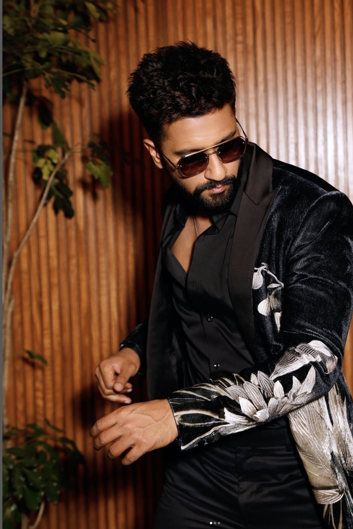 Black Velvet Tuxedo With Floral Embroidery