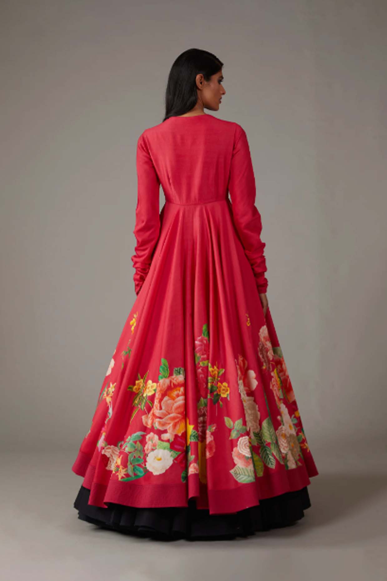 CHANDERI ANARKALI SET WITH MULTICOLOUR PRINT
