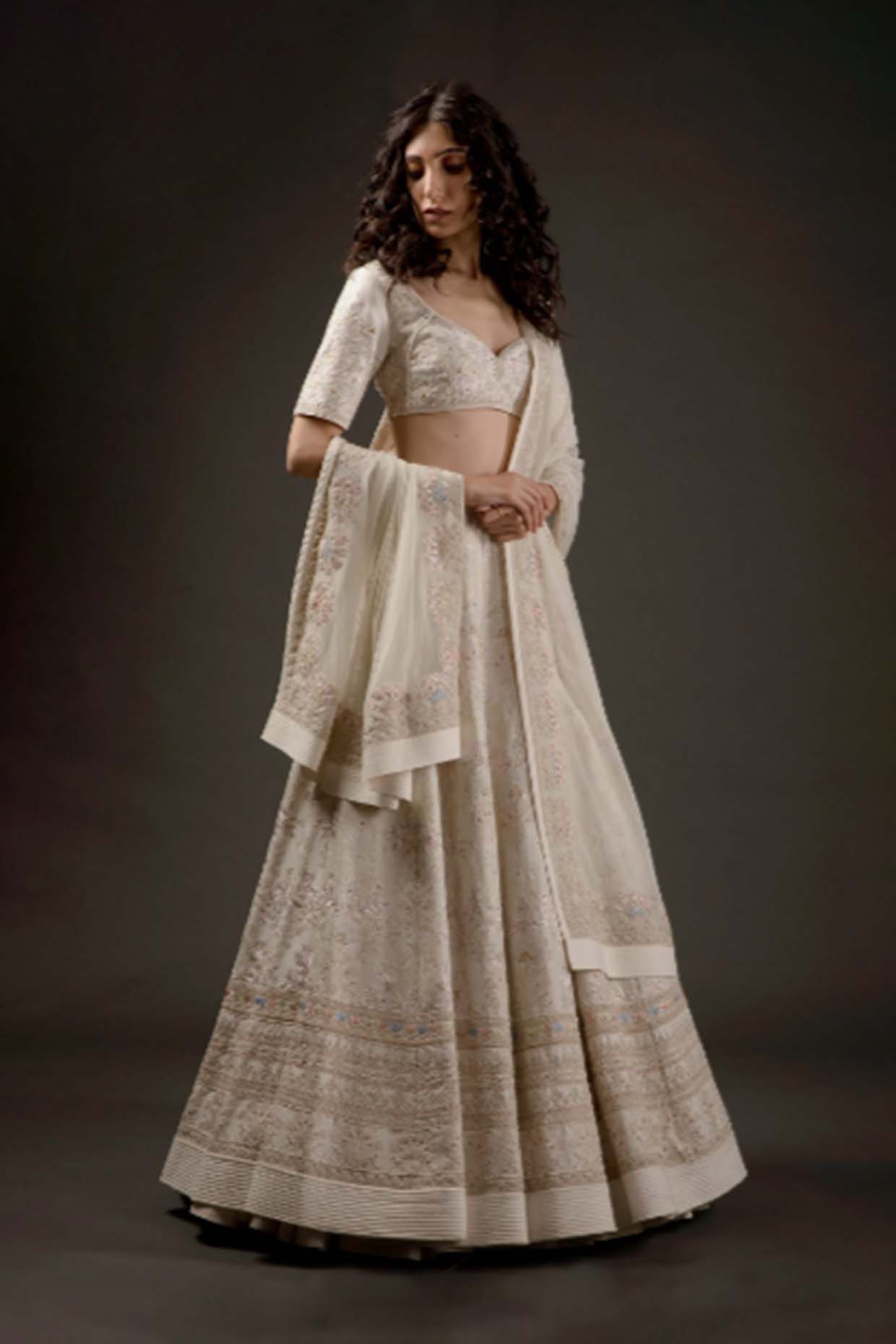 Women's Ivory Embroidered Lehenga Set