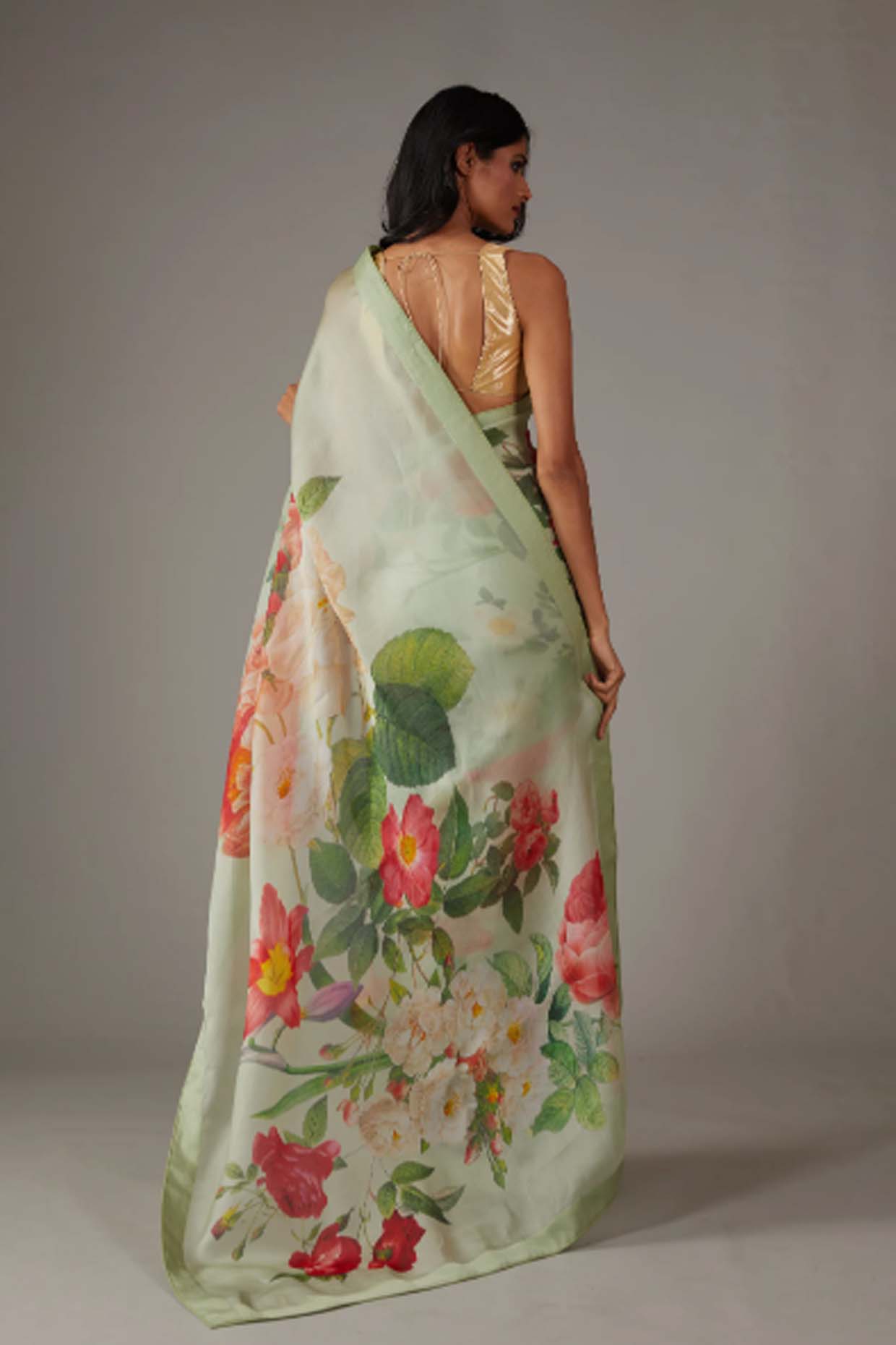 Women's Mint Green Organza Saree