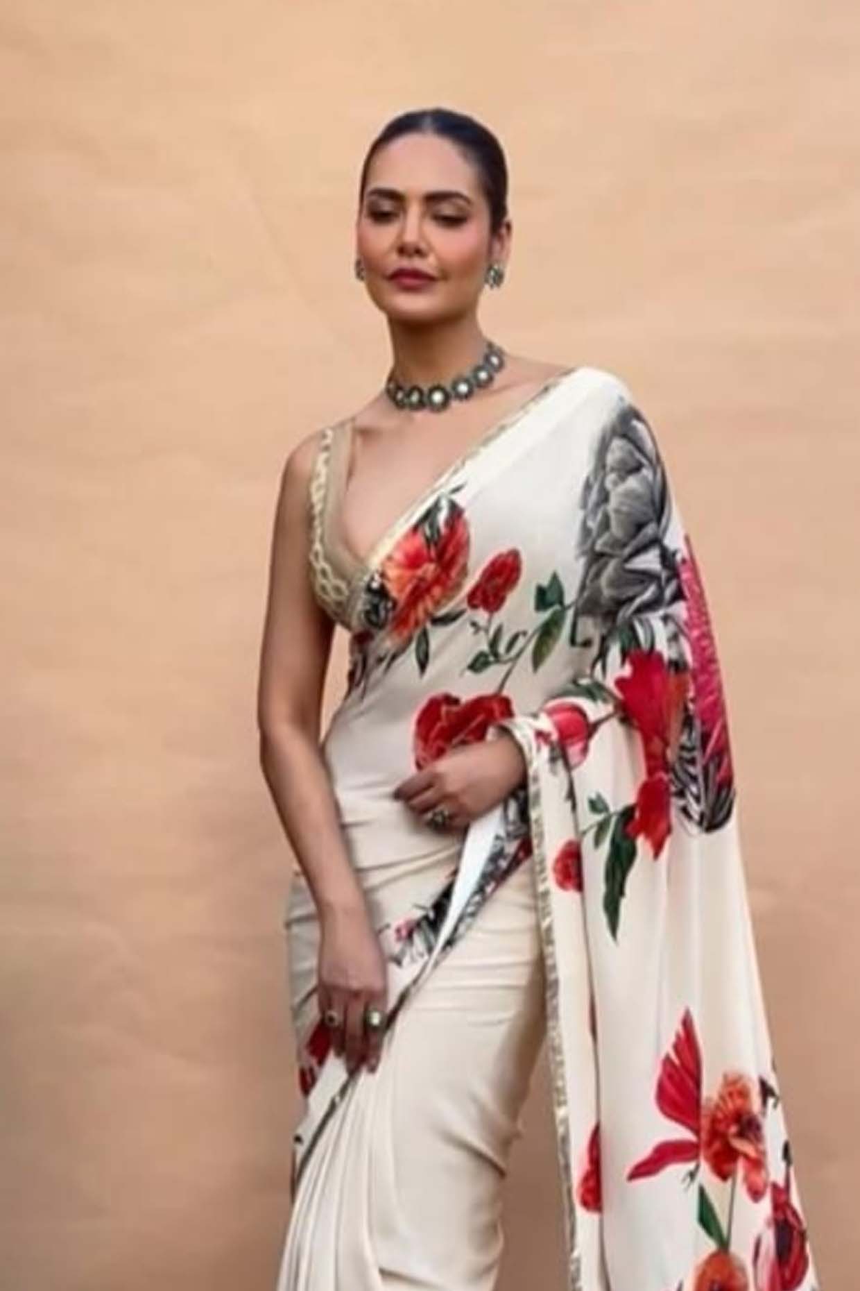 Women's Chanderi Silk Saree With Multicolour Floral Embroidery