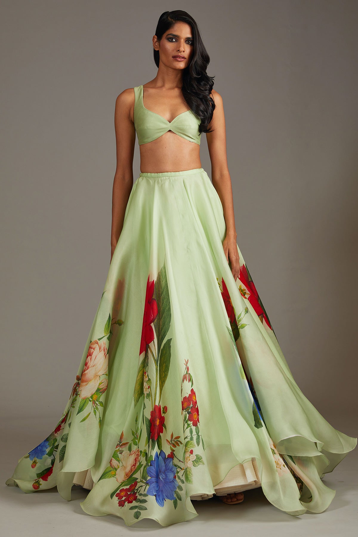 Mint Green Organza Lehenga Set