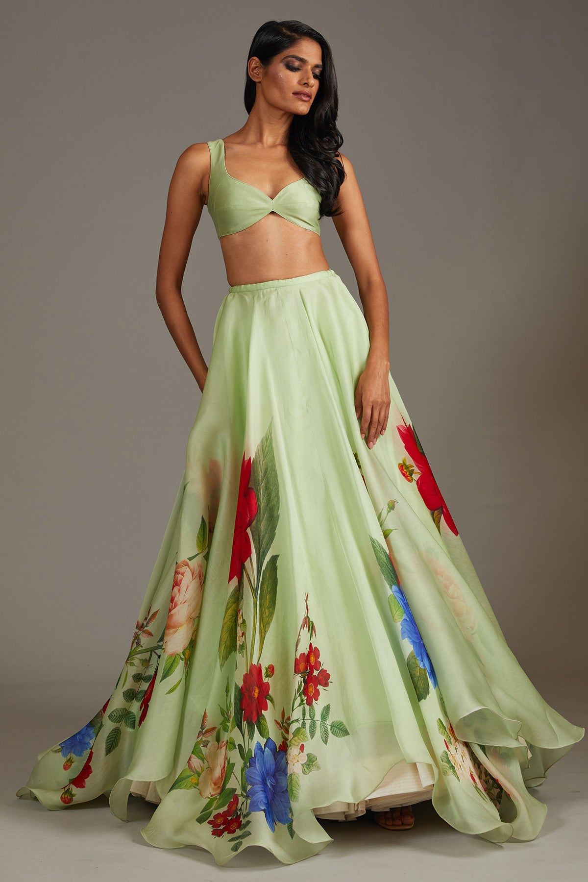 Mint Green Organza Lehenga Set