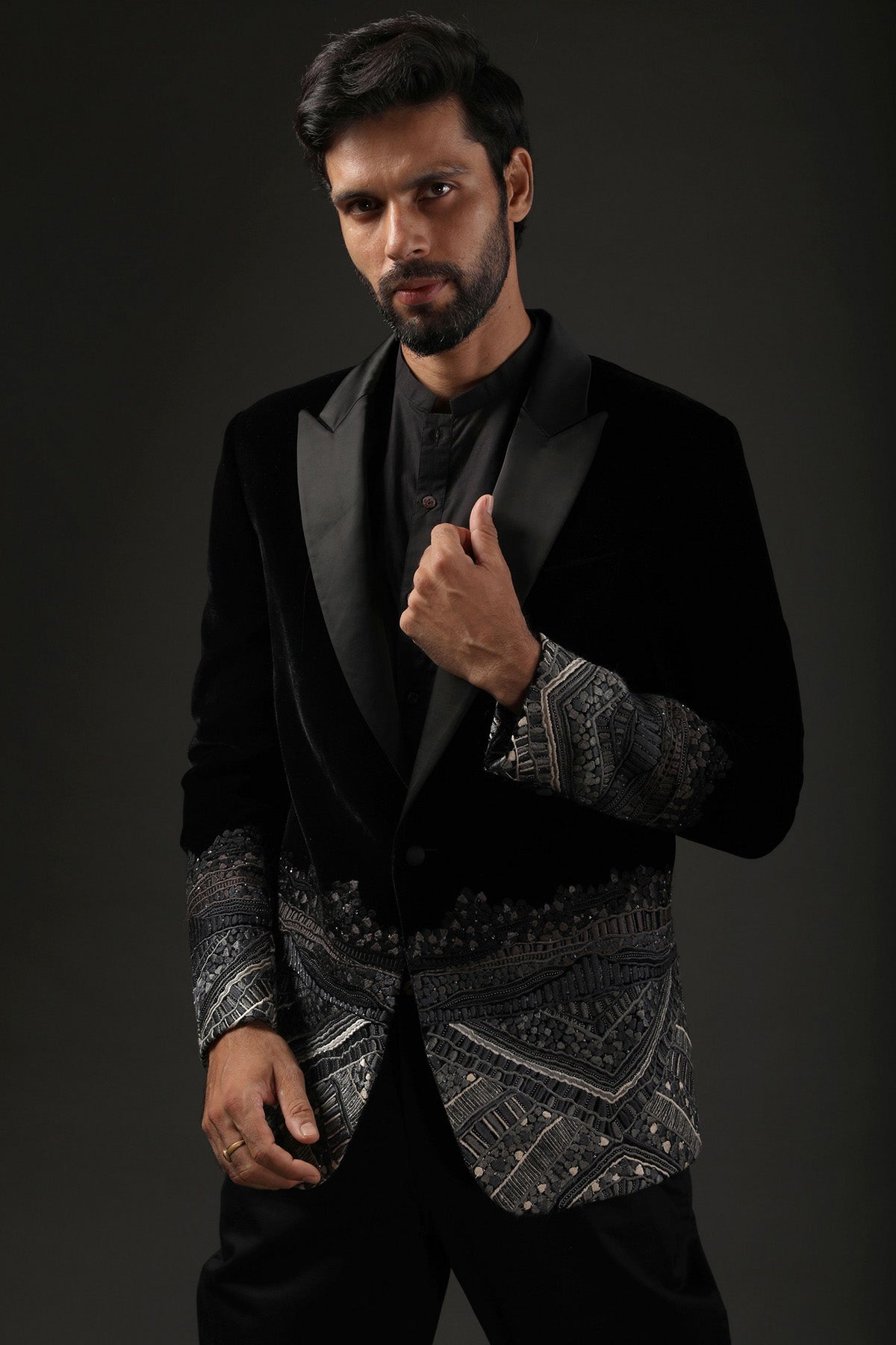 Black Embroidered Tuxedo