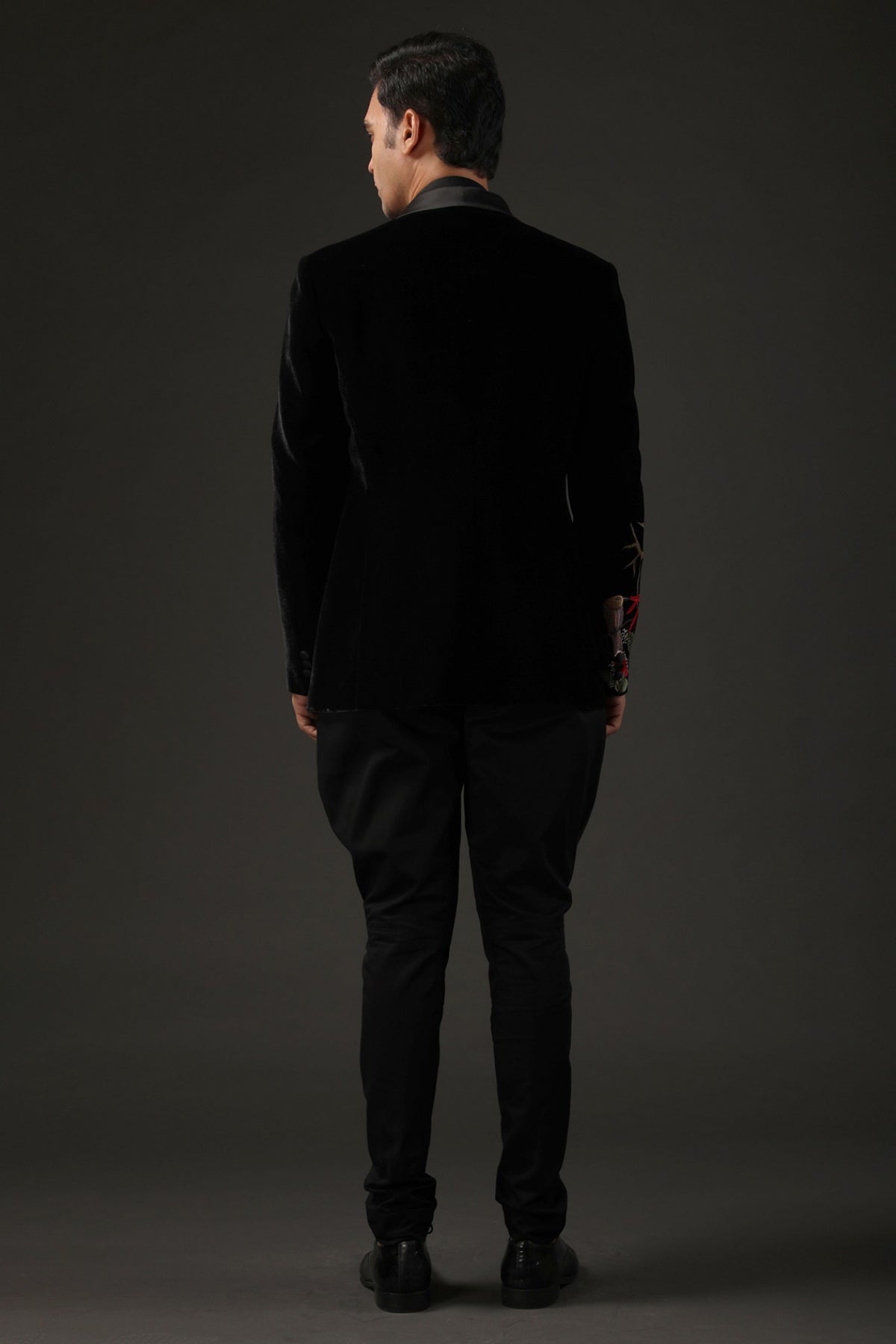 Men's Black Embroidered Tuxedo