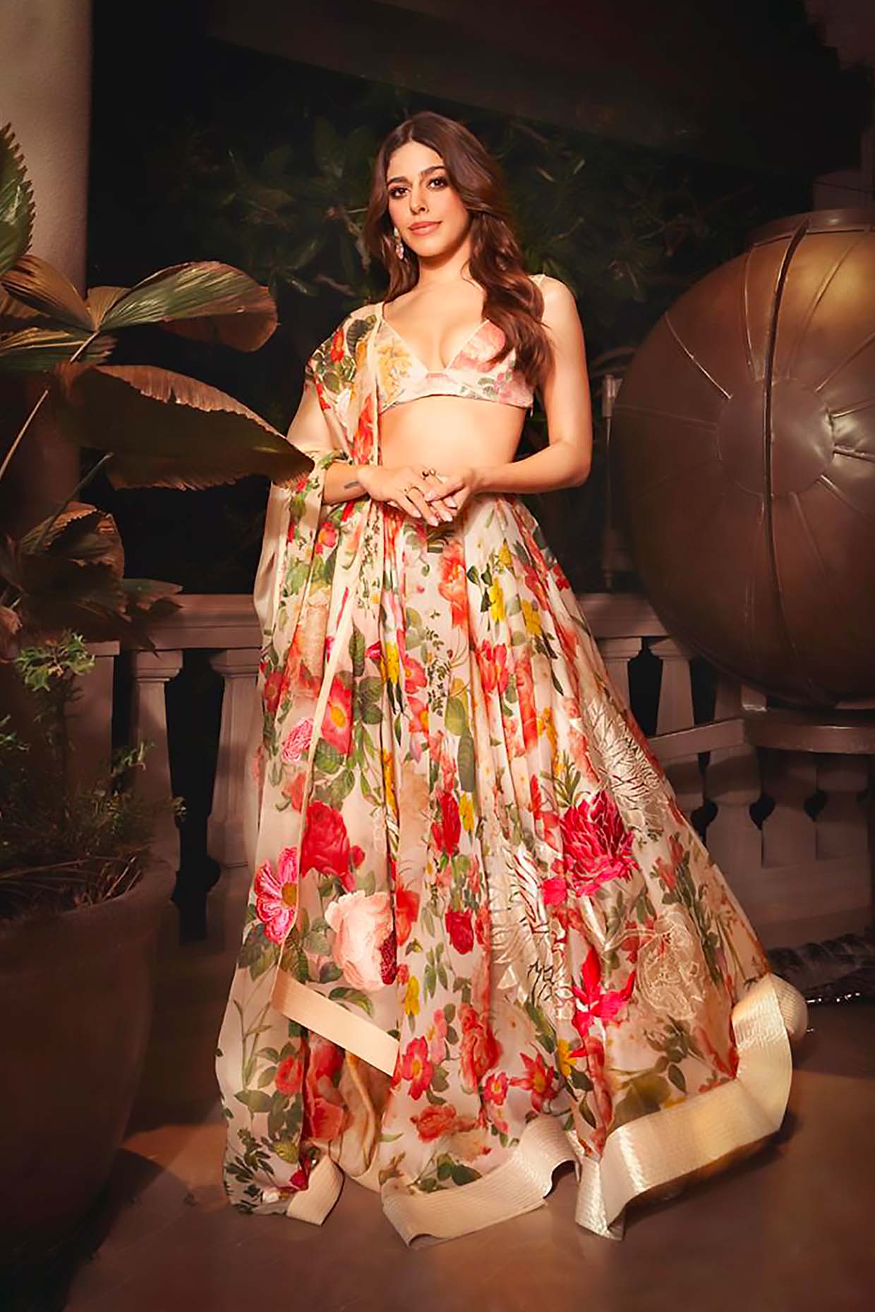 Women's Ivory Organza Lehenga Set