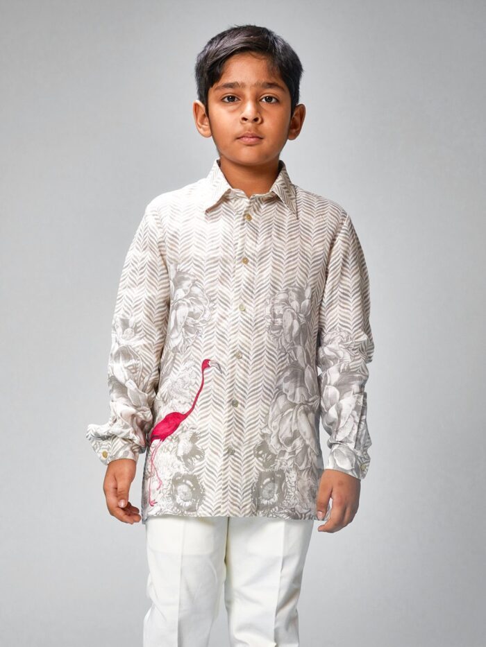 Chanderi Swan printed Shirt