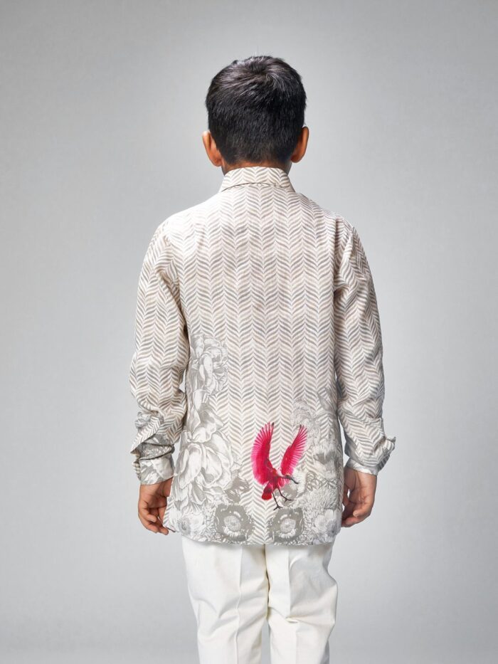 Chanderi Swan printed Shirt - Image 3