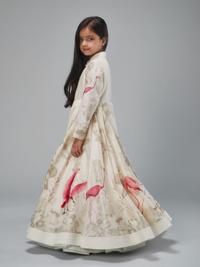 Chanderi printed  floor length anarkali with churidar and printed dupatta - Image 2