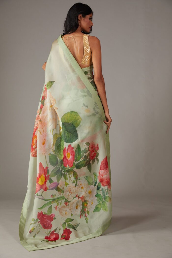 MINT GREEN ORGANZA SAREE - Image 3