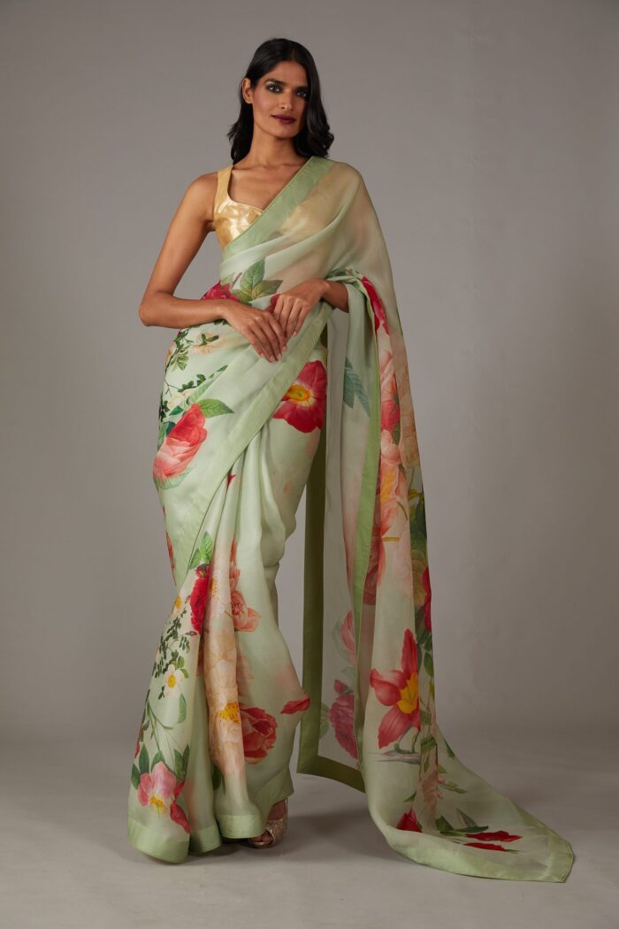 MINT GREEN ORGANZA SAREE