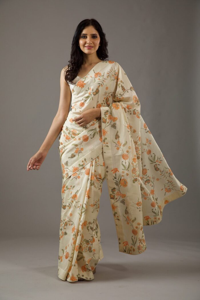 SILK CHANDERI SAREE WITH MULTICOLOUR  DIGITAL PRINT - Image 2